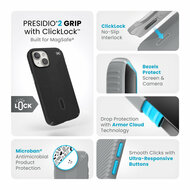 Speck Presidio 2 Grip Clicklock iPhone 15 Plus hoesje zwart