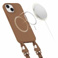 Tech Protection MagSafe iPhone 15 hoesje met draagkoord bruin