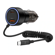 TechProtection CC10 2 poort USB-C en USB-A autolader met kabel