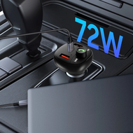 TechProtection CC11 3 poort USB-C en USB-A autolader met FM transmitter &amp; Bluetooth