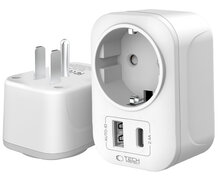 TechProtection reisstekker US naar EU met USB poorten