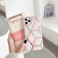 TechProtection Marble iPhone 12 Pro / iPhone 12 hoesje Roze