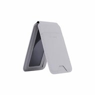 Musthavz leren MagSafe wallet met stand grijs