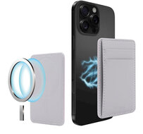 Musthavz leren MagSafe wallet grijs
