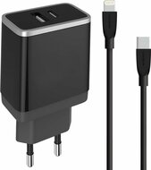 Mobiparts Dual USB Thuislader + kabel Zwart