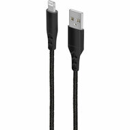 Mobiparts Braided USB-A naar&nbsp;Lightning kabel 1 meter Zwart