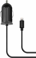 Mobiparts Lightning autolader met vaste kabel Zwart