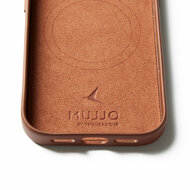Mujjo Full Leather iPhone 17 Pro hoesje tan