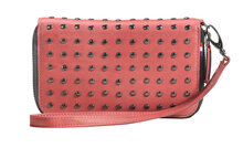 Decoded Leder-Geldb&ouml;rse mit Nieten, rosa