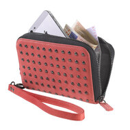 Decoded Leder-Geldb&ouml;rse mit Nieten, rosa