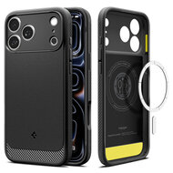 Spigen Rugged Armor MagSafe iPhone 18 Pro hoesje zwart 