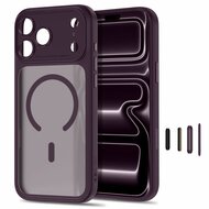 TechProtection Peak CC MagSafe iPhone 18 Pro hoesje mat dark cherry