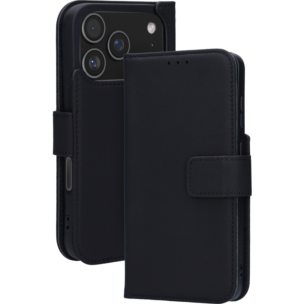 Mobiparts leren Wallet iPhone 17 Pro hoesje zwart