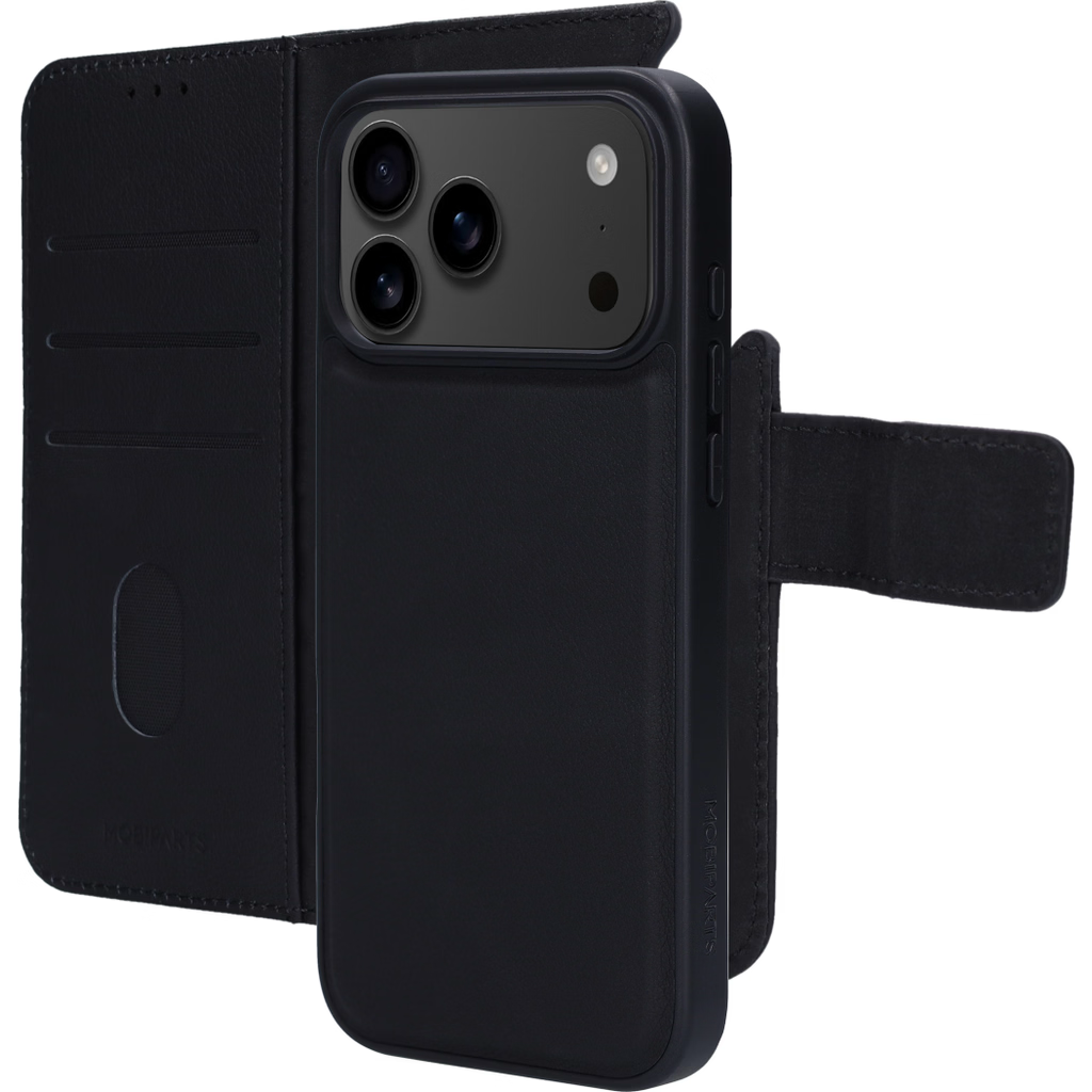 Mobiparts leren 2 in 1 Wallet iPhone 17 Pro Max hoesje zwart