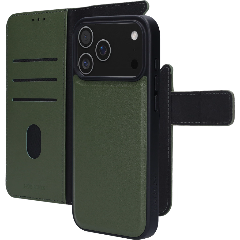 Mobiparts leren 2 in 1 Wallet iPhone 17 Pro Max hoesje groen