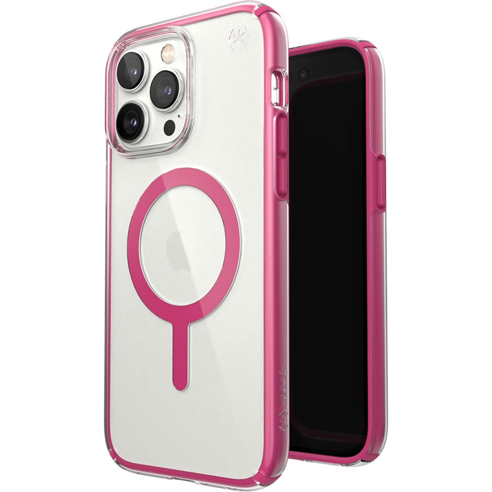 Speck Presidio Perfect Clear Geo MagSafe iPhone 14 Pro Max hoesje roze 