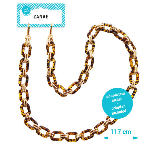 Zanae Leopard telefoon draagkoord ketting Golden Stone