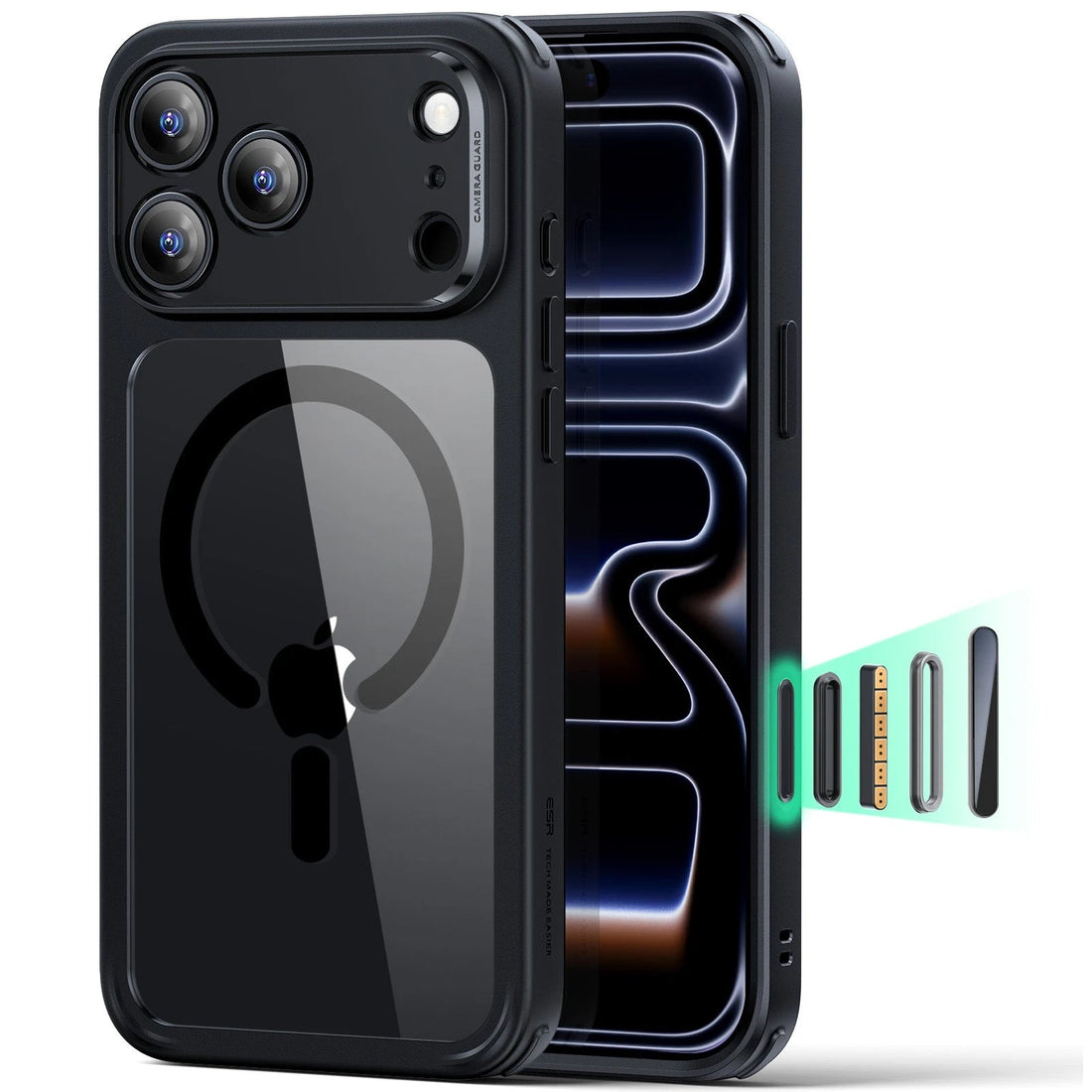 ESR Classic Hybrid camera control iPhone 17 Pro hoesje zwart