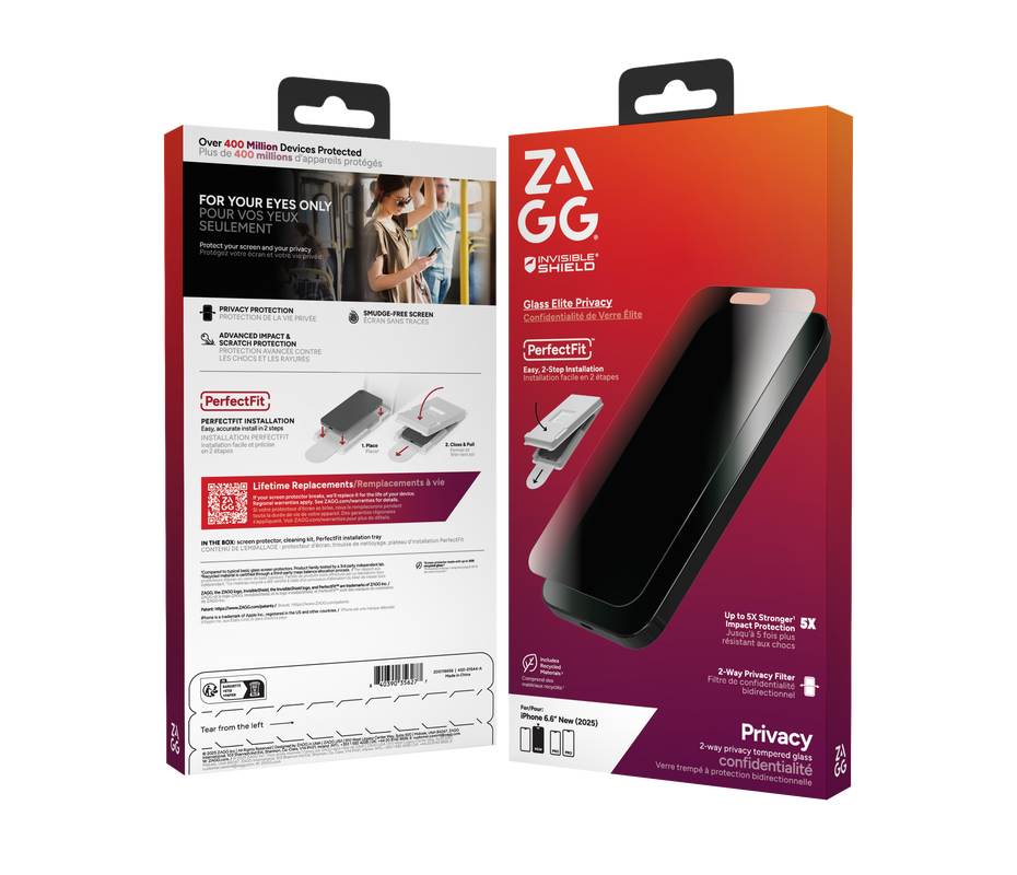 ZAGG InvisibleShield Glass Elite Privacy iPhone 17 Air screenprotector