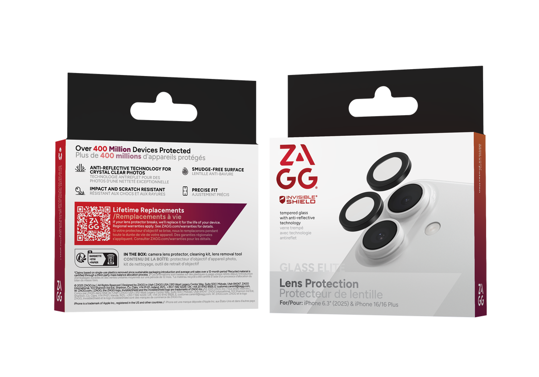 ZAGG InvisibleShield iPhone 17 camera protector zwart