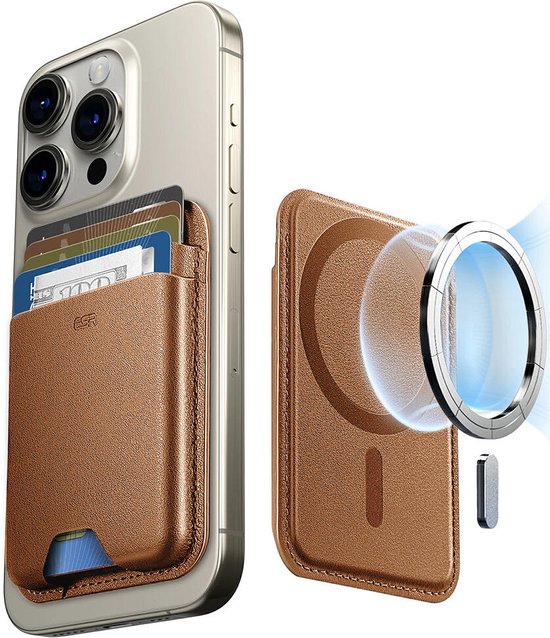 ESR HaloLock Wallet Boost MagSafe wallet hoesje bruin