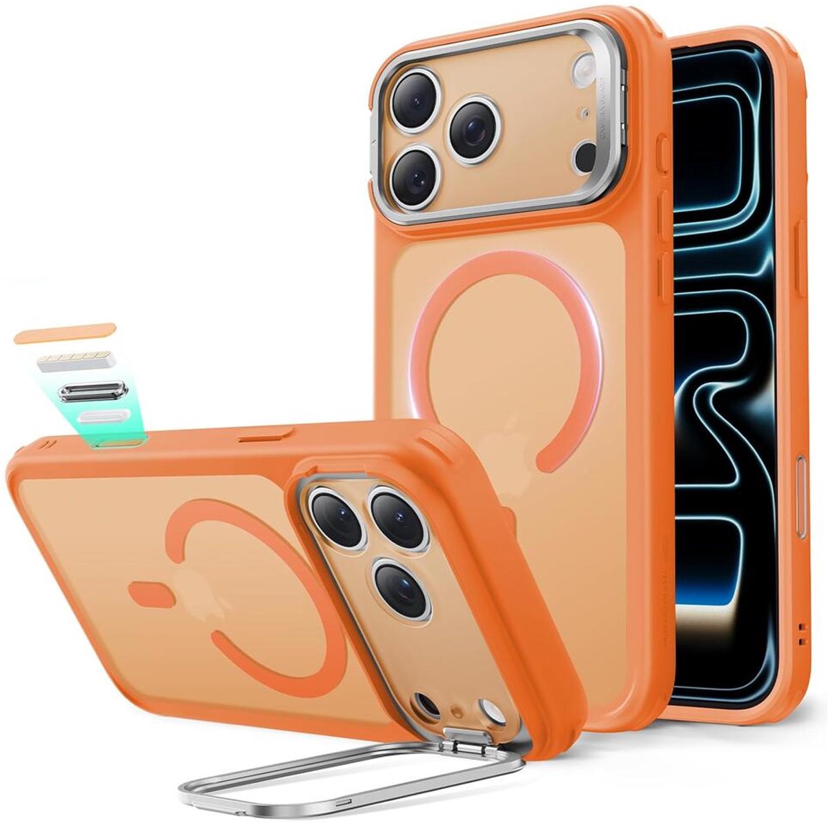 ESR Classic Hybrid Stand CC iPhone 17 Pro hoesje oranje