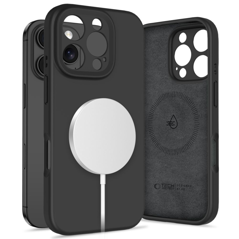 TechProtection Siliconen MagSafe iPhone 16 Pro hoesje zwart