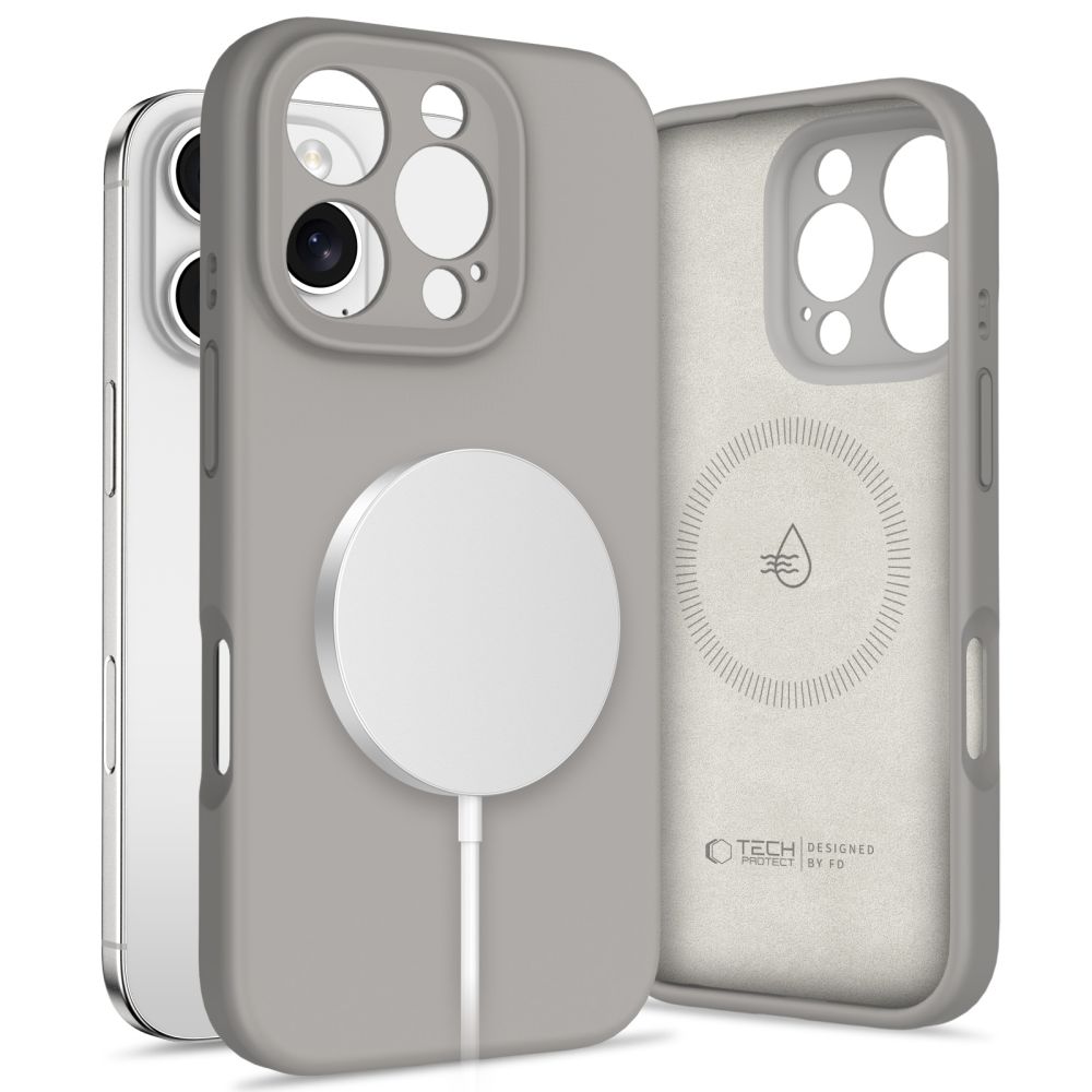 TechProtection Siliconen MagSafe iPhone 16 Pro Max hoesje grijs