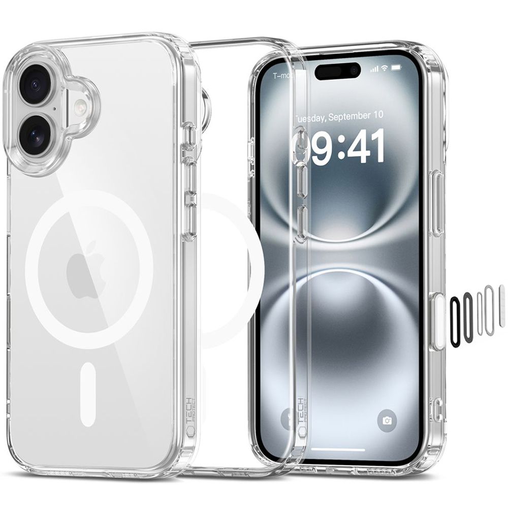 TechProtection MagSafe CC iPhone 16 hoesje transparant