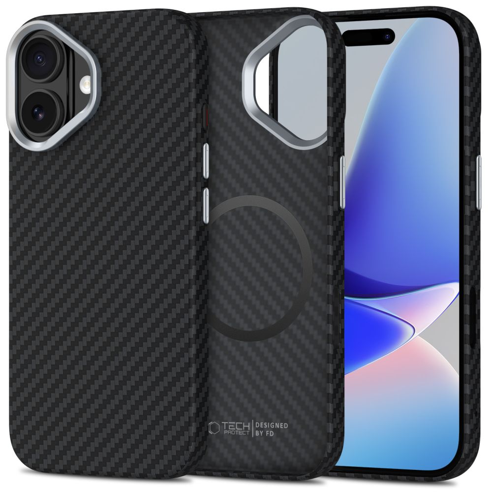 TechProtection Carbon MagSafe iPhone 17 hoesje zwart