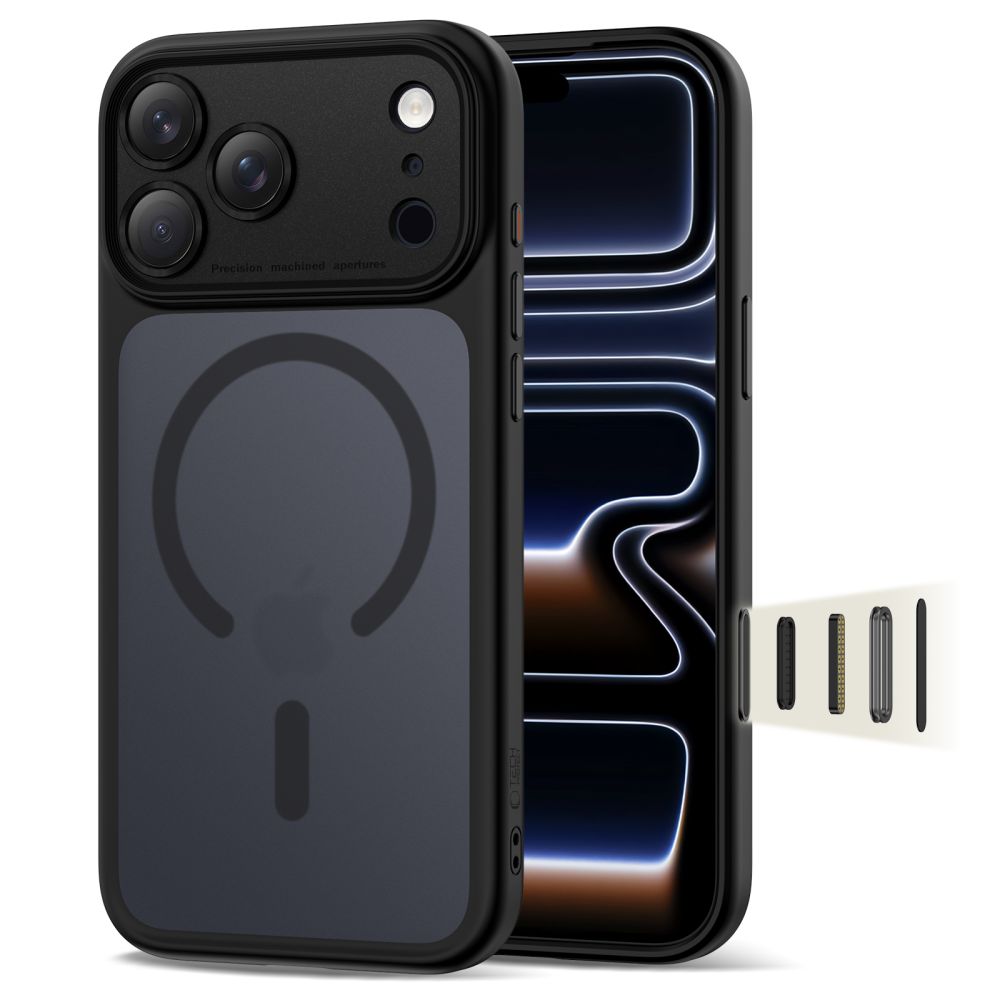 TechProtection Hybrid MagSafe iPhone 17 Pro Max hoesje mat zwart met camera control