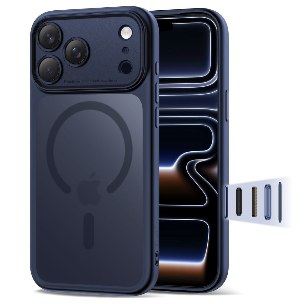 TechProtection Hybrid MagSafe iPhone 17 Pro hoesje blauw met camera control