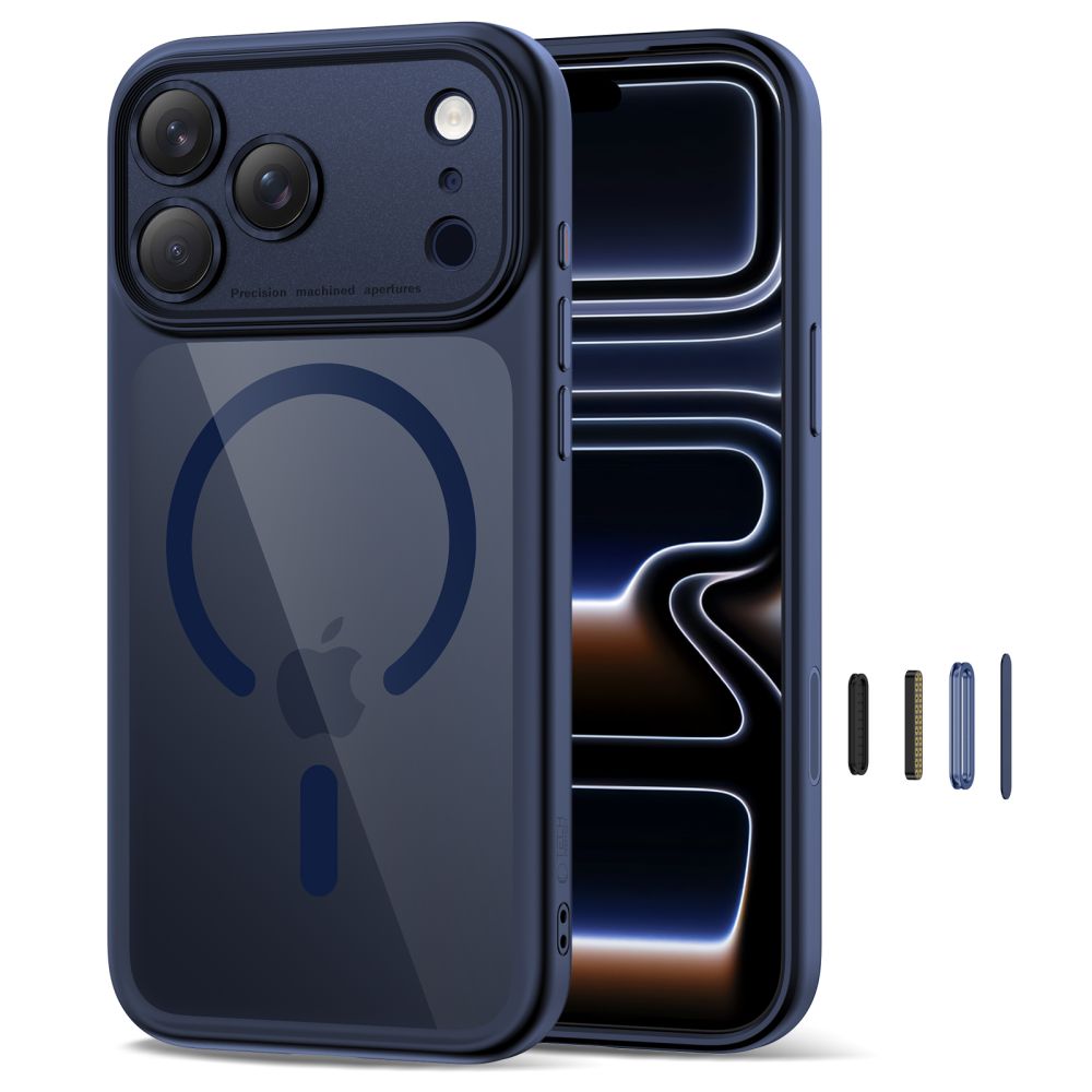 TechProtection Hybrid MagSafe iPhone 17 Pro hoesje blauw met camera control