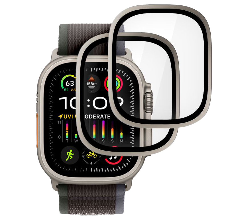 TechProtection Glass Apple Watch Ultra glazen screenprotector 2 pack titanium