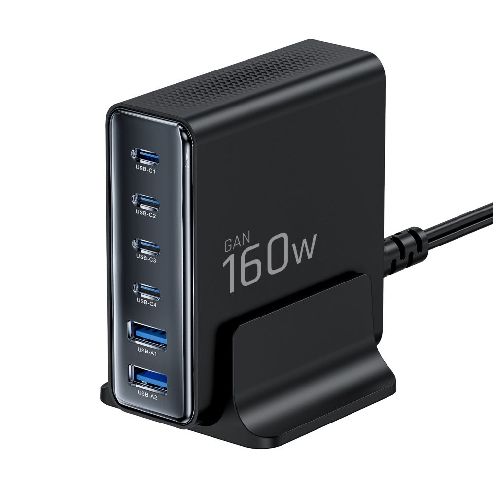TechProtection GAN 6 poort 160 Watt USB-C oplader