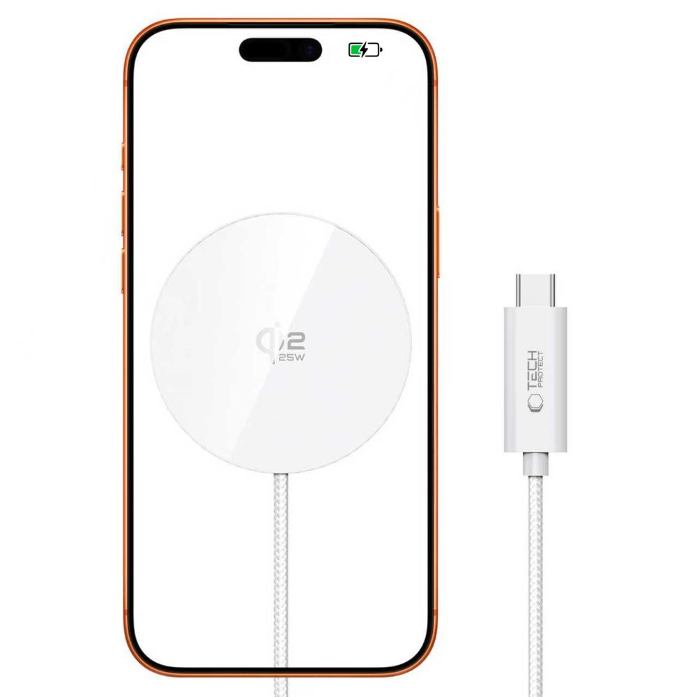 TechProtection Qi2.2 MagSafe 25 watt oplader wit