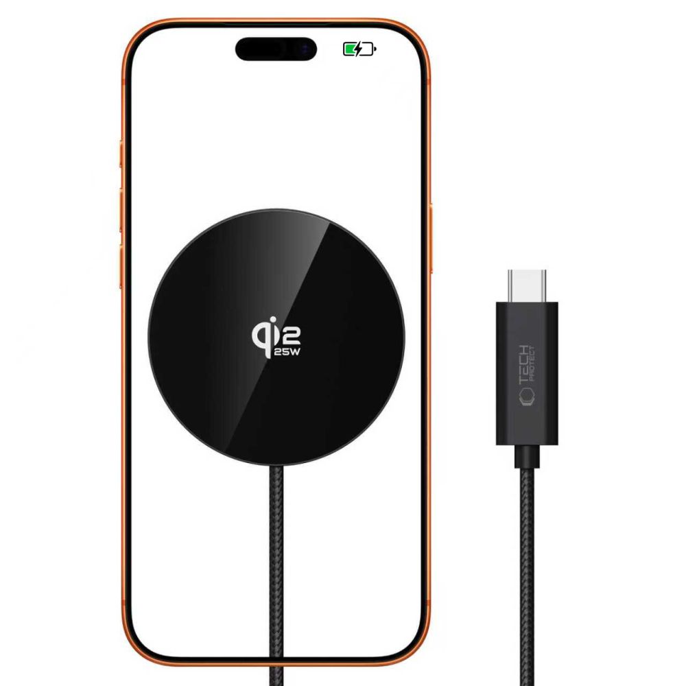 TechProtection Qi2.2 MagSafe 25 watt oplader zwart