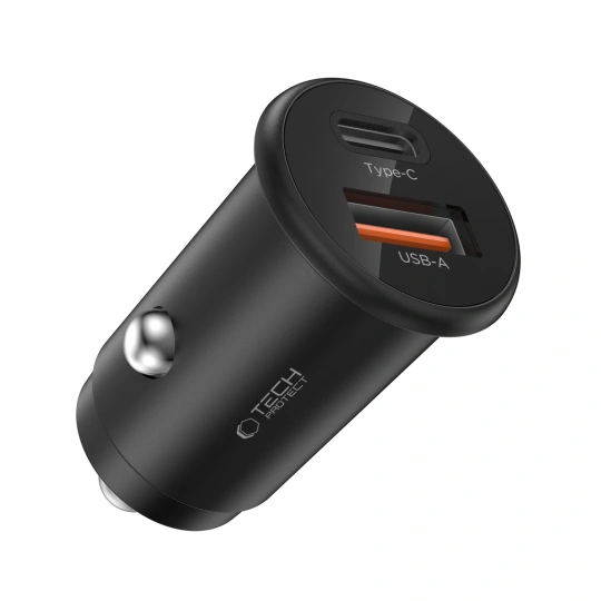 TechProtection CC 2 poort USB-C en USB-A  auto oplader 35 watt