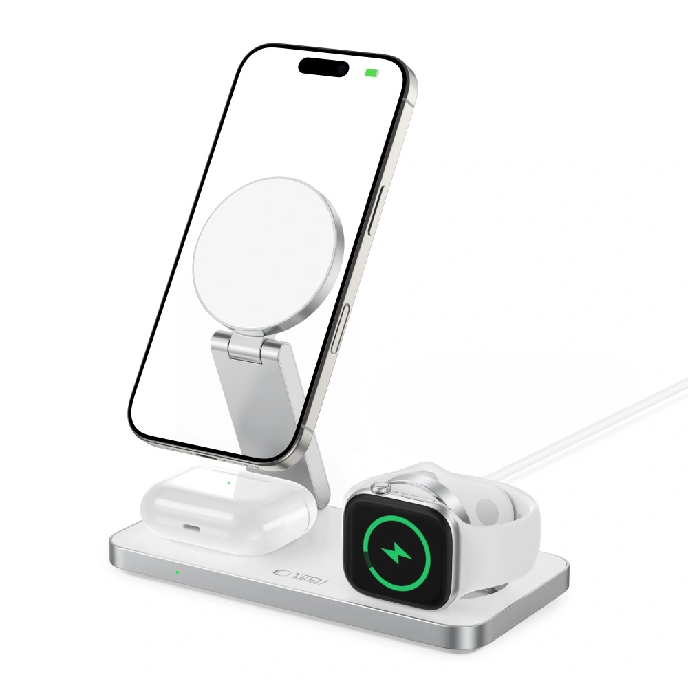 TechProtection MagNova One MagSafe 3 in 1 draadloze oplader wit
