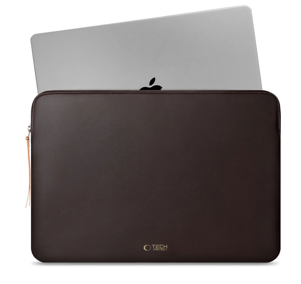 TechProtection Fleece MacBook 13 / 14 inch sleeve donkerbruin