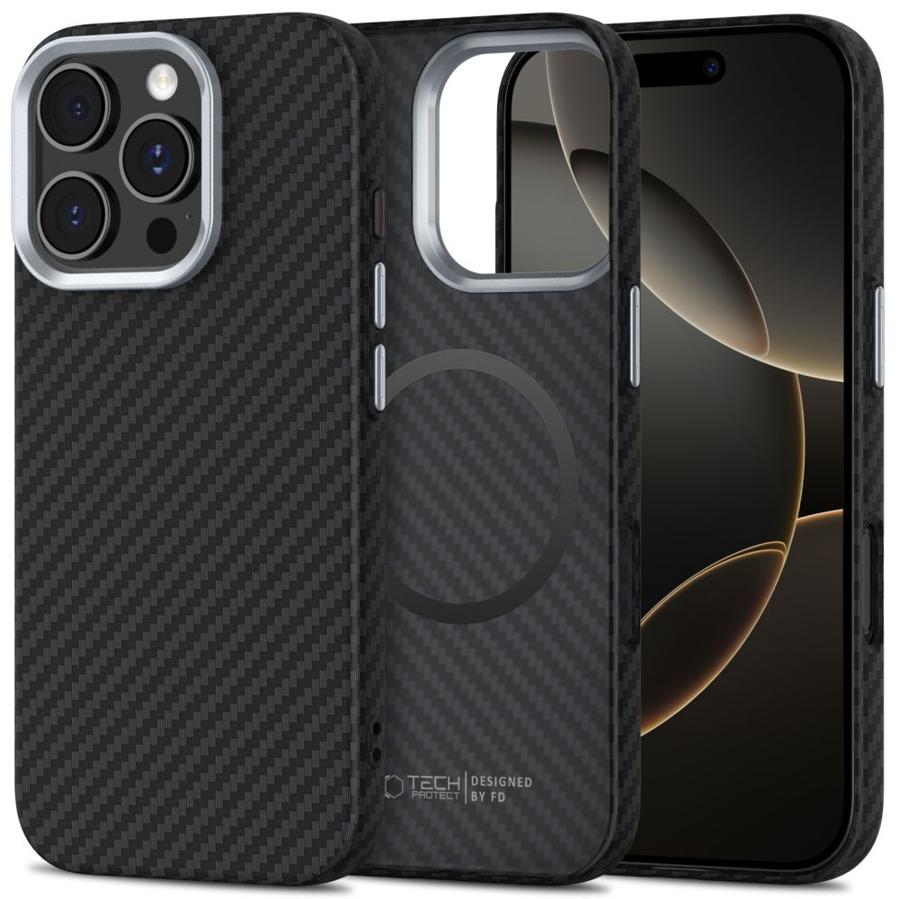 TechProtection Carbon iPhone 16 Pro hoesje zwart