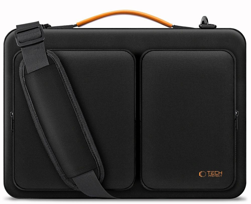 TechProtection Defender MacBook 13 / 14 inch sleeve laptop tas zwart / oranje