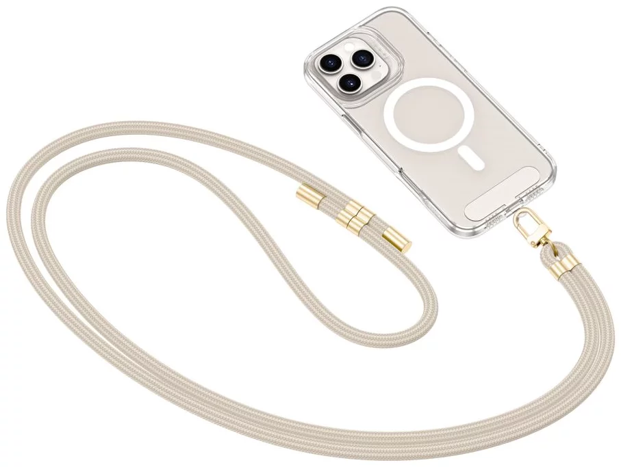 TechProtection Crossbody universeel draagkoord voor elke telefoon taupe / goud