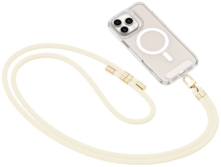 TechProtection Crossbody universeel draagkoord voor elke telefoon beige / goud