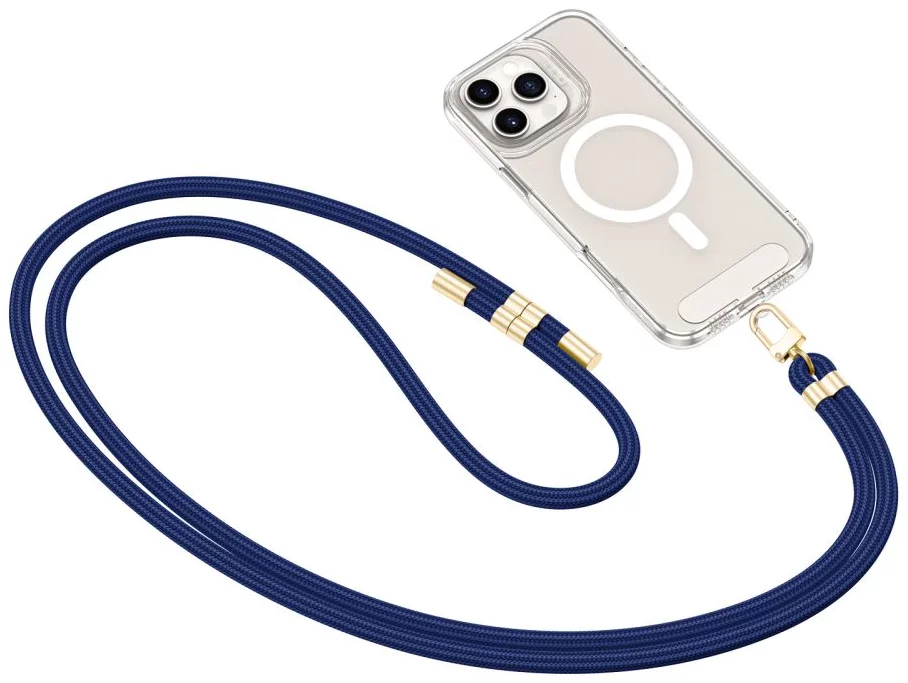 TechProtection Crossbody universeel draagkoord voor elke telefoon blauw / goud