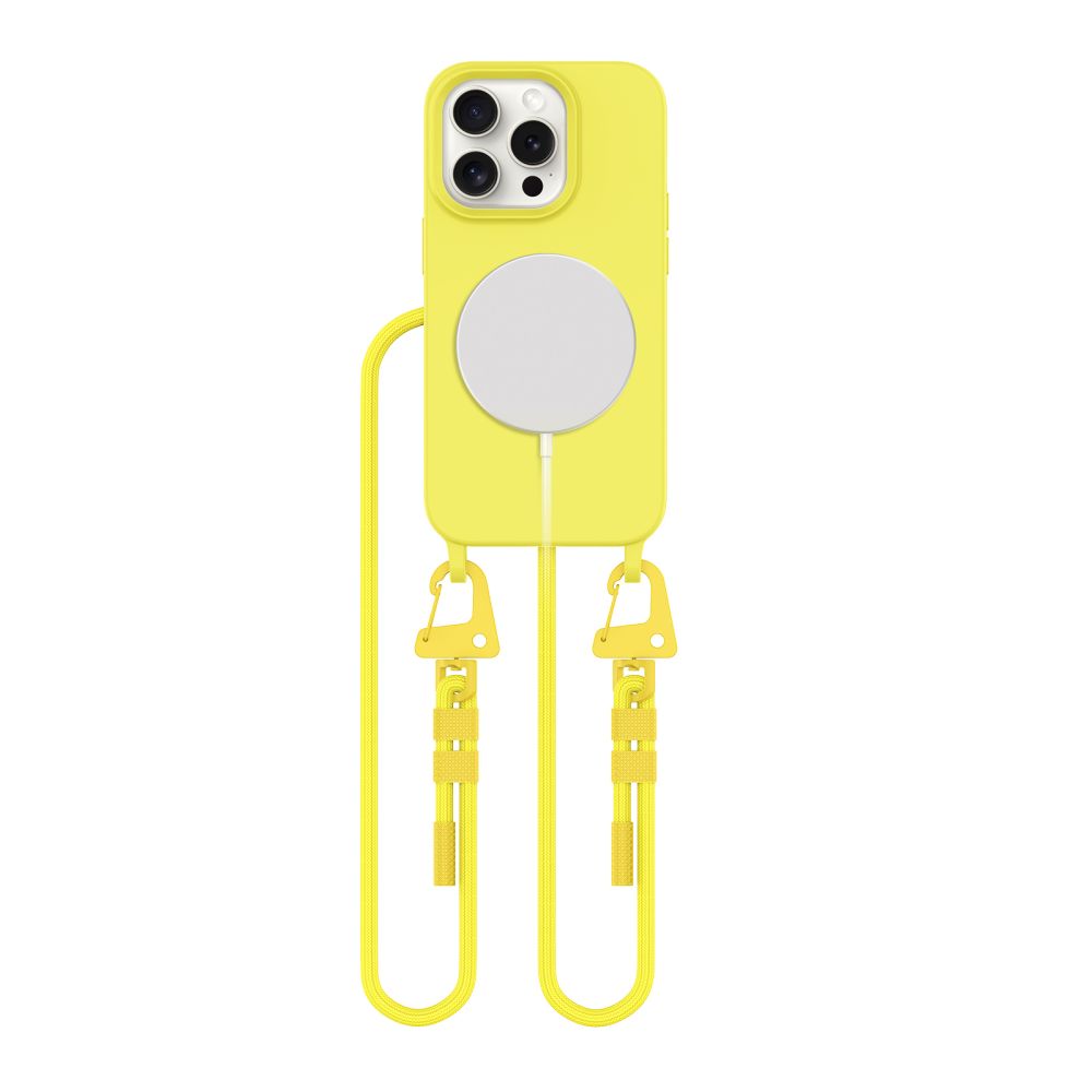 Tech Protection MagSafe iPhone 15 Pro hoesje met draagkoord geel