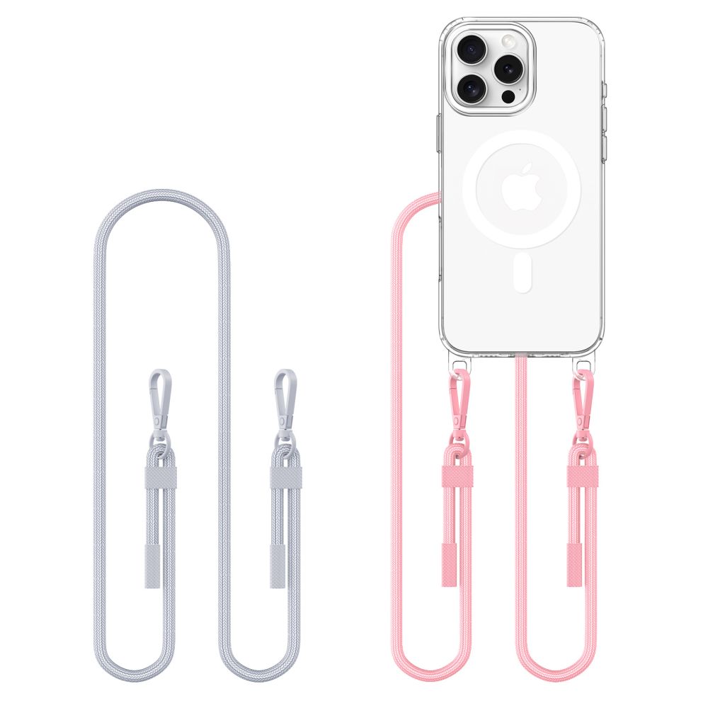 TechProtection MagSafe iPhone 16 Pro Max hoesje met koord grijs & roze