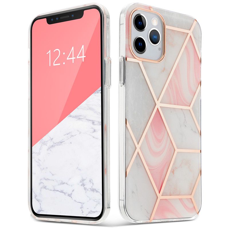 TechProtection Marble iPhone 12 Pro / iPhone 12 hoesje Roze