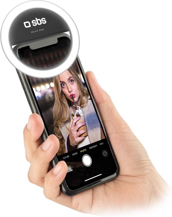 SBS Selfie Ring Light voor iPhone zwart