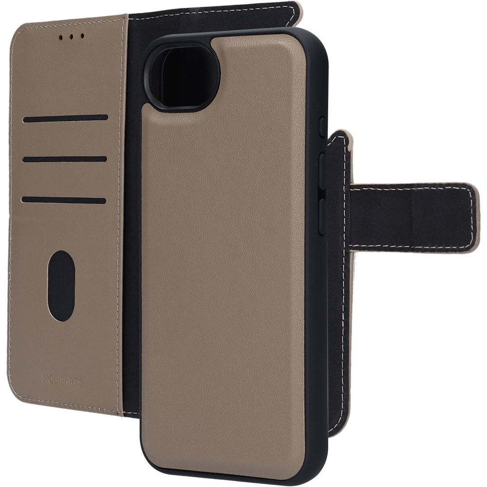 Mobiparts leren 2 in 1 Wallet iPhone 17e / 16e hoesje beige